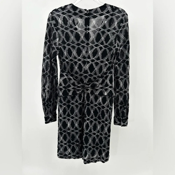 NWT MISSONI L/S Fit & Flare Dress Size 40 Lame Pattern V Neck Black Silver - Picture 5 of 16